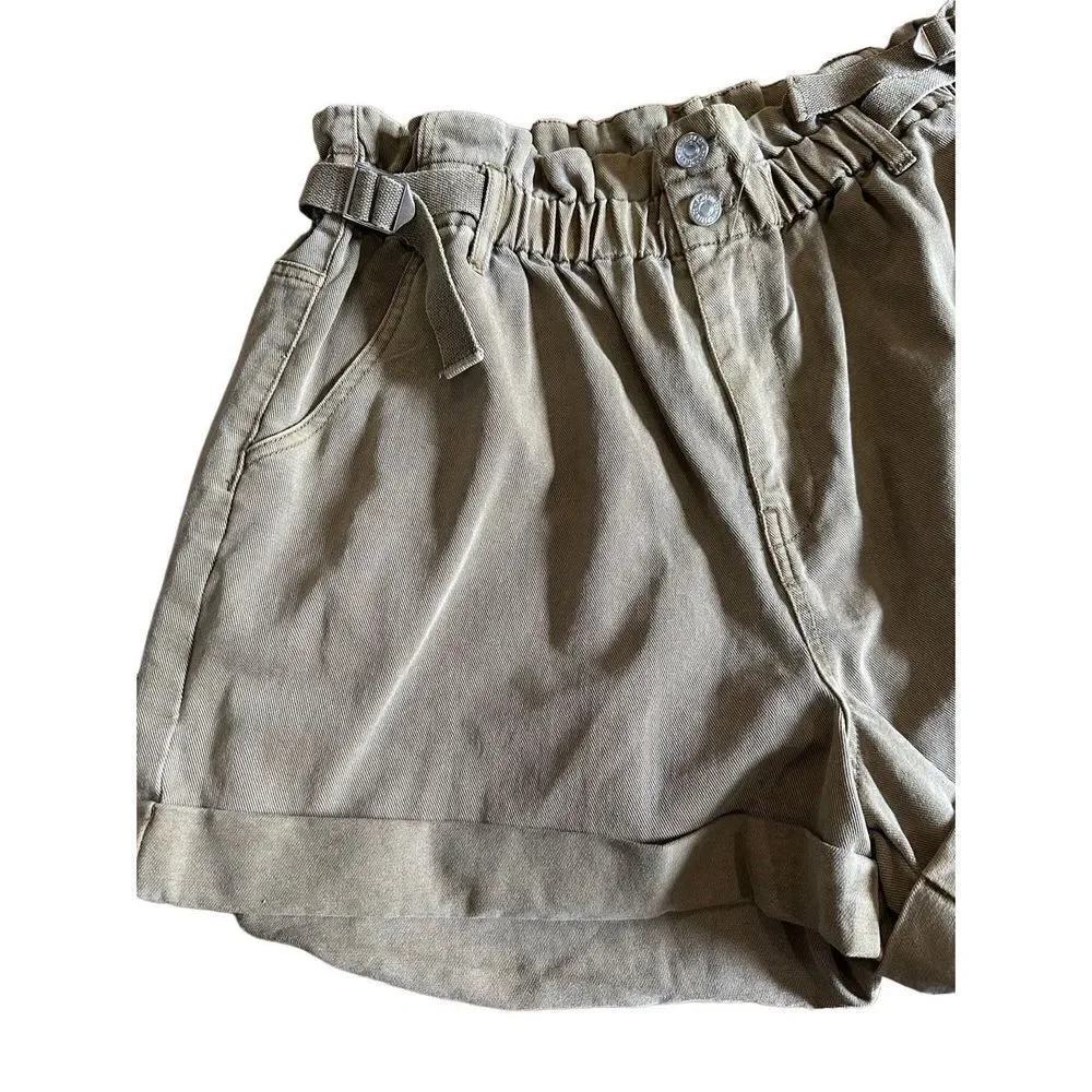 Forever 21 Olive green paperbag waist high rise shorts‎ 1X NWT